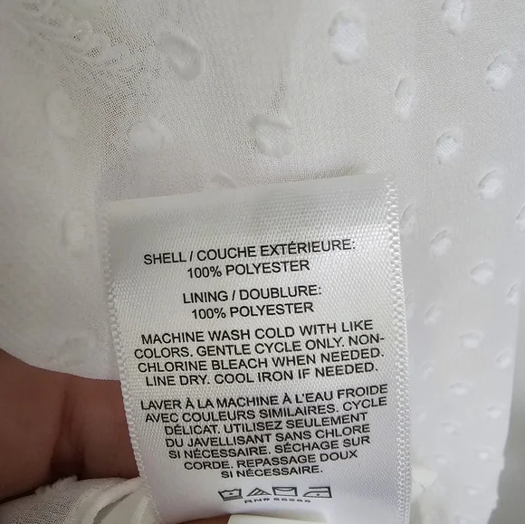 Express Shirred Swiss Dot Peplum Top - Picture 8 of 8